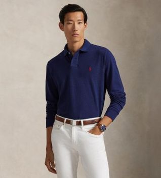 Polo Ralph Lauren para hombre. 710680790046 Polo de piqué Custom Slim Fit marino (3XL), Casual, Algodón, Manga larga