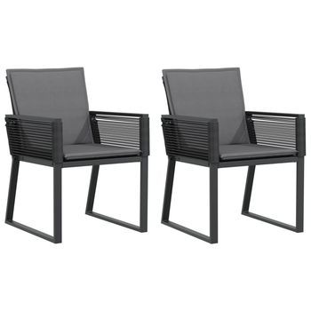 Pack 2 Uds Sillones De Jardín | Silla De Jardín Con Cojines Ratán Sintético Negro