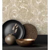 papel pintado vinilico cachemir floral hindu con relieve efecto textura de tela - tamil etnik 676349 de gaulan - rollo de 10 m x 106 m