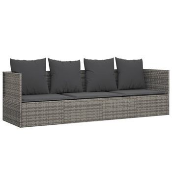 Sofá Tumbona De Jardín | Sofá De Exterior Con Cojines Ratán Sintético Gris