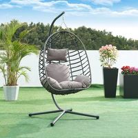 silla colgante kandsvas con soporte y cojin 196x110x95cm - gris encasa