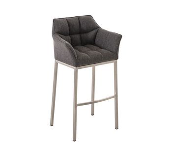 Taburete de bar damaso tela con base de cuatro patas gris titanio 48x64x110 cm