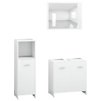 Conjunto De Muebles De Baño 3 Pzas Madera Contrachapada Blanco Vidaxl