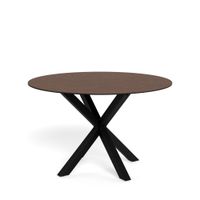 mesa de comedor redonda de 4 plazas en ceramica y metal - castano