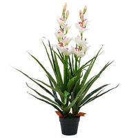 planta de orquidea cymbidium artificial con maceta 100 cm verde dec021948