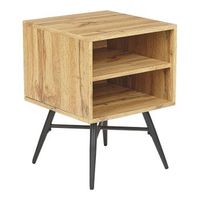 mesa de noche madera clara negro 40 x 40 cm mdf 2 estantes dormitorio lubock