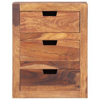 Mesita De Noche - Mesilla De Madera Maciza De Sheesham 40x30x50 Cm Mc4731