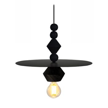 Lámpara de suspensión  madera negro pantalla metal negro