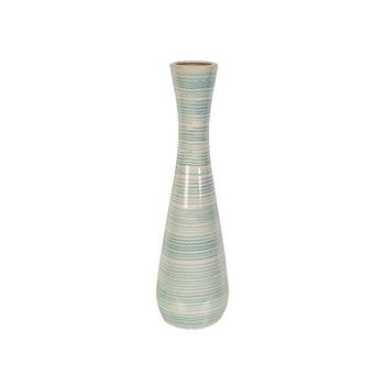 Florero Ceramica Blanca/celeste
