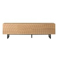 mueble tv de 180 cm efecto madera con frentes ondulados 2 puertas y 2 cajones