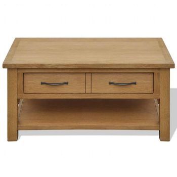 Mesa De Café - Mesa De Centro De Madera Maciza De Roble 88x53x45 Cm