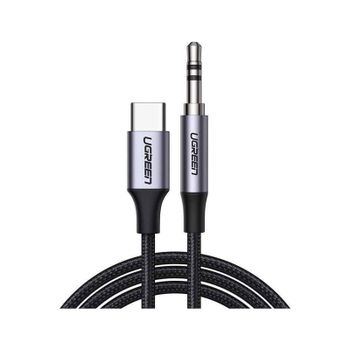 Cable de audio Ugreen Mini Jack 3,5mm a USB-C 1M Reforzado Negro alta durabilidad