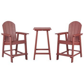 Conjunto De Balcón Mesa Alta Y Sillas Jardín Rojo Adirondack