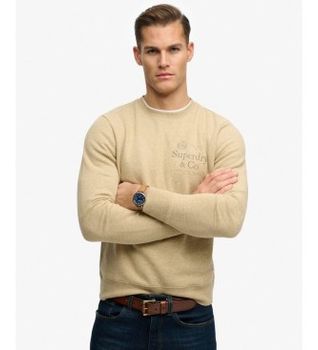 Superdry para hombre. M2014539A Sudadera 1954 Company Relaxed beige (L), Casual, Algodón