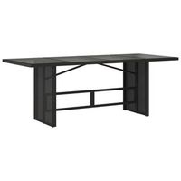 mesa de jardin  mesa de exterior superficie de vidrio ratan pe negro 190x80x75 cm