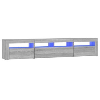 Mueble De Tv Con Luces Led Gris Sonoma 210x35x40 Cm Vidaxl