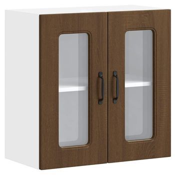 Armario Pared Cocina Puerta De Cristal Kalmar Roble Marrón Vidaxl
