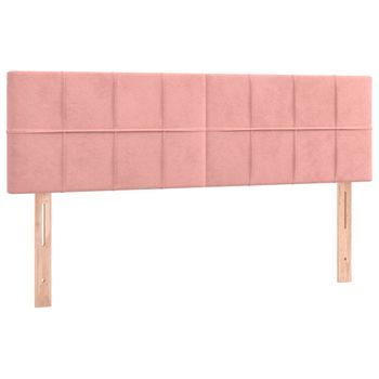 Cabecero Cama Mueble De Dormitorio Con Led De Terciopelo 144 X 5 X 78/88 Cm Rosa M02_0001881
