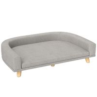 pawhut sofa para perros grandes cama elevada para perros con cojin lavable y patas de madera carga 40 kg 98x67x25 cm gris