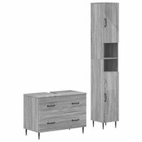 juego de gabinete de bano de 2 piezas haarlem sonoma gris vidaxl