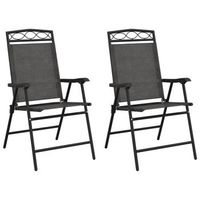 pack 2 uds sillas de jardin  silla de exterior  sillon plegables acero y textileno gris melange