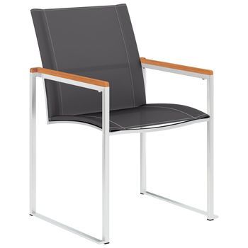 Pack 2 Uds Sillas De Jardín | Silla De Exterior | Sillón Textilene Y Acero Inoxidable Gris
