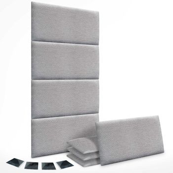 Dhome Juego De 8 Paneles Tapizados De Tela De Lujo Pack Autoadhesivos Para Pared Acústicos Absorbentes Protección (silver Grey, 50x50cm, X8)