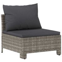 sofa central de jardin  sofa de exterior con cojin ratan sintetico gris