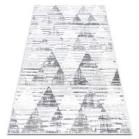 alfombra poli 9051a geometrico triangulos blanco  negro 80x150 cm
