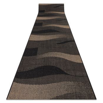 Alfombra De Pasillo Sizal Floorlux Modelo 20212 Negro/ Color Café 100 100x840 Cm