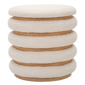 Puf Redondo De Tela Beige Ø Cm 40x42