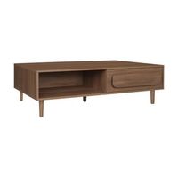 mesa de centro vintage con efecto madera y 1 cajon nogal