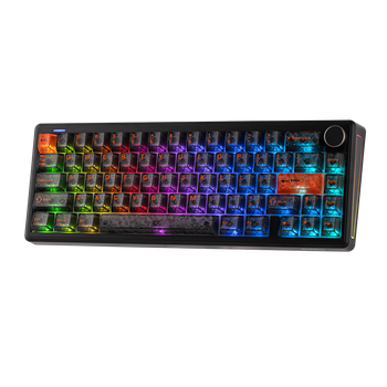 Teclado Mecánico Inalámbrico EPOMAKER TH65 65% ANSI US Layout, Cableado/BT/2.4Ghz, Batería de 8000mAh y Perilla de Volumen para Oficina/Juegos