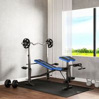 banco de pesas homcom acero plastico 175x139x127 cm azul y negro