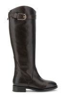 botas altas de piel con hebilla dorada dark brown