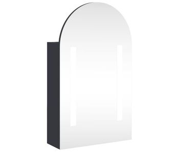 Vidaxl mueble de baño con espejo arqueado y luz led gris 42x13x70 cm