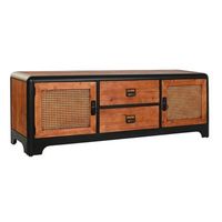 mueble tv abeto metal 150x40x50 marron oscuro