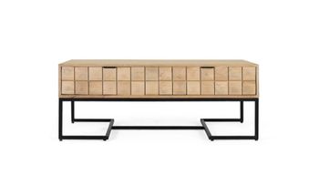 Mesa de centro tallada y fabricada a mano en madera de mango 120 cm
