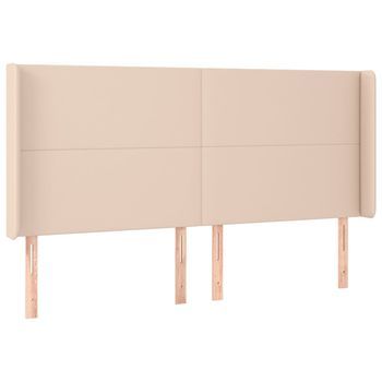 Cabecero Cama | Panel De Cabecera Con Orejas Cuero Sintético Capuchino 203x16x118/128 Cm