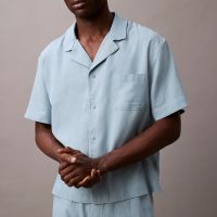 calvin klein linen-blend sleep shirt - xl