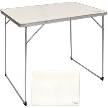 Mesa Plegable de Camping Aktive, Estructura de Acero 9,5 Mm y Tablero MDF, 80x60x70 Cm, Blanco