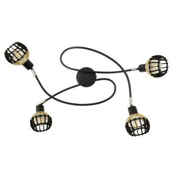 Lámpara de metal y madera de 4 luces