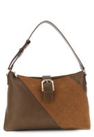 bolso de hombro de lineas limpias efecto piel de grano grande brown
