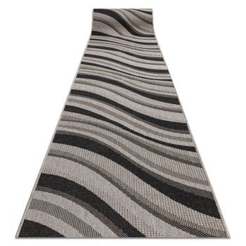 Alfombra De Pasillo Sizal Floorlux Modelo 20353 Plateado /negro 80 Cm 80x880 Cm