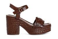 sandalias gilda de piel con cuna tejida dark brown