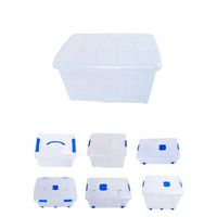 jardin202 - cajas de almacenaje ordenacion de plastico transparentes con tapa azul  con y sin ruedas  ropa libro  juguestes  pack 6 uds 60l  pack 6 uds 60ljardin202