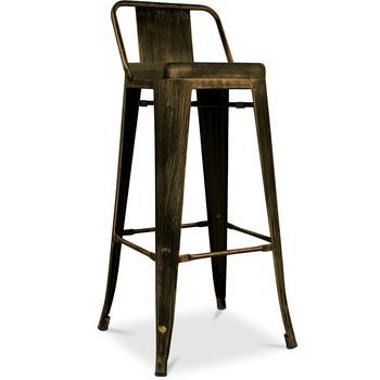 Taburete De Bar Con Respaldo - Diseño Industrial - 76 Cm - New Edition - Stylix  Bronce Me