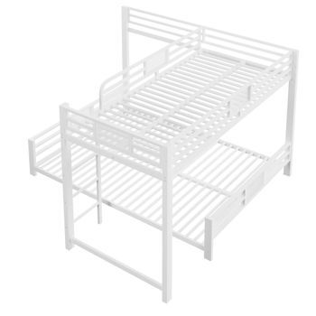 Litera En Forma De L De 90/140x200, De Metal, Blanca.