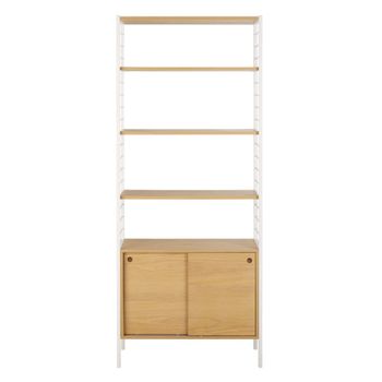 Estantería de chapa de roble y metal blanco de 80 cm