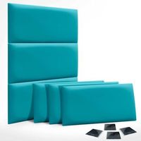 dhome juego de 6 paneles tapizados de pana premium pack autoadhesivos para pared acusticos absorbentes proteccion impactos turquesa 60x40cm x6